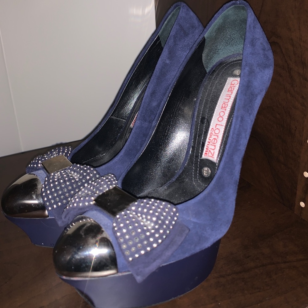 Gianmarco Lorenzi Suede studded bow heels